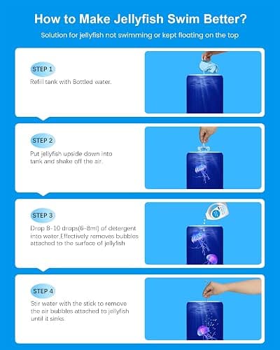Jellyfish Lamp Quiet Calming Night Light for Bedroom Decor Gift(White） | 7 Color Changing LED Lights | 8H Auto-Off Timer thumbnail 7