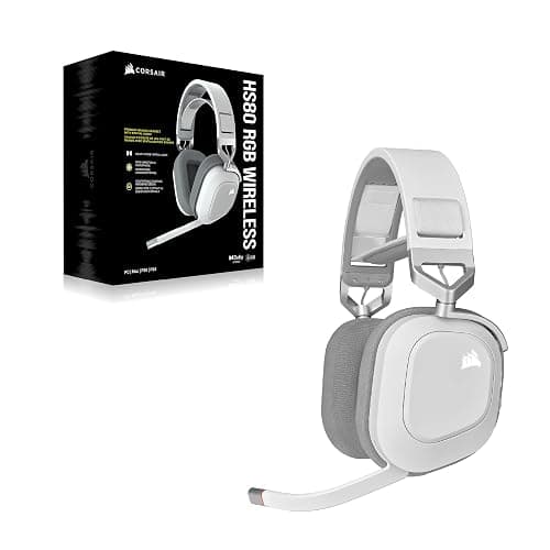 Corsair HS80 RGB Wireless Multiplatform Gaming Headset - Dolby Atmos - Lightweight Comfort Design - Broadcast Quality Microphone - iCUE Compatible - PC, Mac, PS5, PS4 - White thumbnail 8