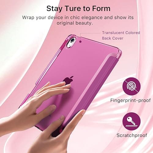 MoKo for iPad (A16) 11th Generation Case 11 Inch 2025, iPad 10th Generation Case 10.9 Inch 2022 with Pencil Holder, Slim Light Trifold Protective Cover with Hard PC Translucent Back Shell, Fuchsia thumbnail 5