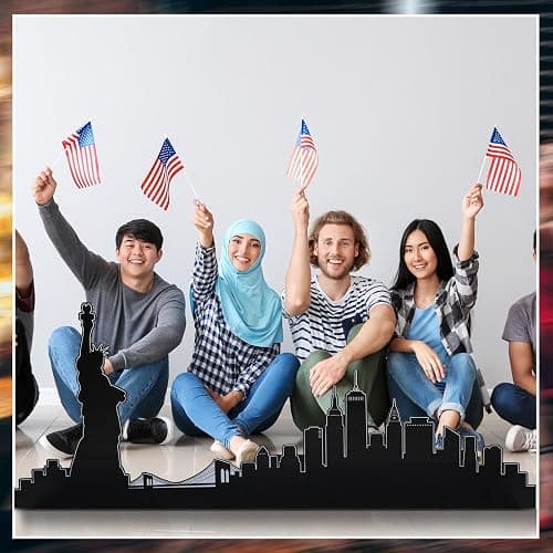Chunful 5.2 Ft New York City Skyline Cardboard Stand Up Cutout Life Size Patriotic New York City Themed Party Decor Backdrop Photo Props Statue of Liberty Standup for Patriot Day Veterans Labor Day thumbnail 6