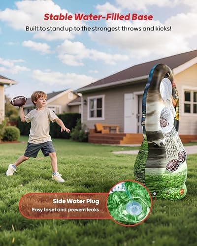 QPAU Dual-Hole Inflatable Football Target for Kids & Adults, Life-Size Backyard Toss Game with 4 Balls, Scoreboard & Pumps – Outdoor Toy for Boys Girls, Sports Training & Family Fun thumbnail 6