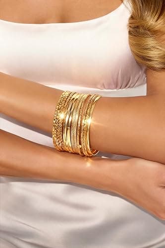 17 MILE 78 Pieces Gold Jewelry Set for Women, 9 Necklace, 24 Bracelet, 22 Earrings, 23 Knuckle Rings Gold Plated Jewerly set for Women Gift thumbnail 5