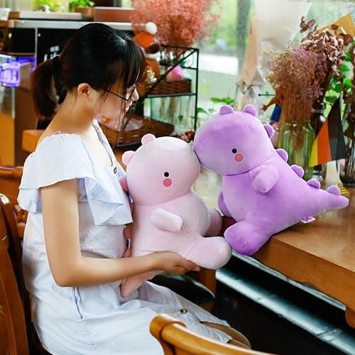 VHYHCY Cute Dinosaur Plush Toys, Fat Dinosaur Stuffed Animals Toys Dolls, Soft Plush Stuffed Animal Dino Plushie, Birthday Gifts for Kids Girl Boys Purple 12 inch thumbnail 4