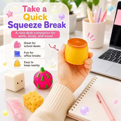 6 Pack Cheese Squishy Sugar Box Crunchy Fun Giant Set Coconut Oil Toy Slow Rising Squeezy Sand Filled Gel-Filled with Beads Stress of Food Shaped Sets Dragon Apple Toothpaste Seal Tofu thumbnail 5