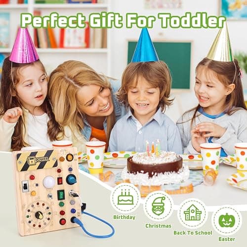 Busy Board【Plus Version】 with 23 Led Light,Montessori Toys for 1+ Year Old,Sensory Toys for Fine Motor Skills, Gifts & Travel Toys f or Toddlers 1-3 - Clocks Busy Board thumbnail 6
