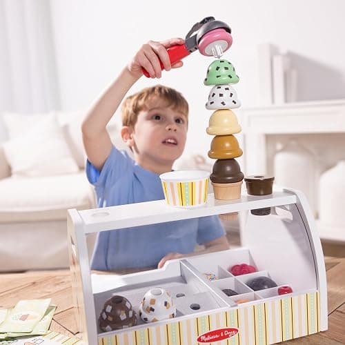 Melissa & Doug Wooden Ice Cream Toy Shop | Role Play Set for Kids | Age 3+ thumbnail 6