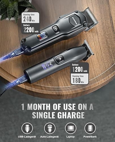 Jack&Rose Clippers and Trimmers Set, Cordless Hair Clippers, Beard trimmer for Men Hair Cutting Kit, Rechargeable Electric Hair Clippers, IPX7 Waterproof Hair Trimmer with Travel Bag (Black) thumbnail 6