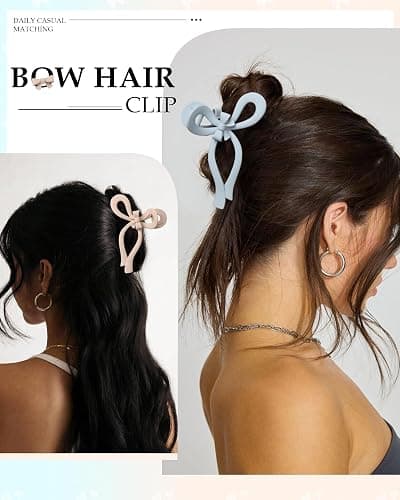 5" Extra Large Bow Hair Clips Women Cute Bow Claw Clip 4PCS Jumbo Hair Claw Clips for Thick and Long Hair Bows thumbnail 5