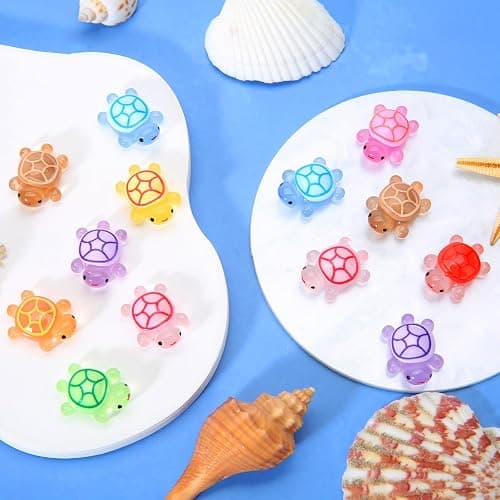 100 Pcs Luminous Mini Resin Turtles, Tiny Sea Turtle Animals to Hide Miniature Figures Glow in the Dark Small Plastic Ocean Animal for Fairy Garden Micro Landscaping Dollhouse Home Decor Party Gifts thumbnail 2
