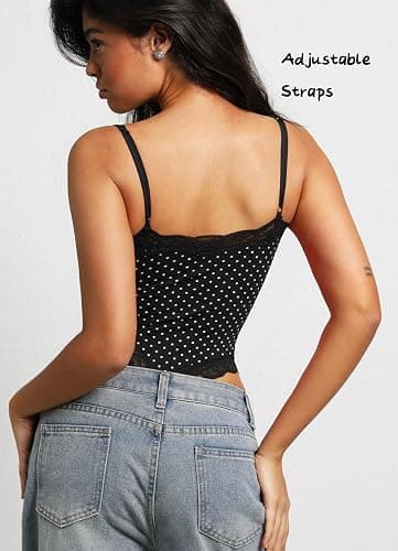 Navneet Body Suits Women Lace Bodysuit Square Neck Spaghetti Strap Tank Tops Going Out Sexy Coquette Outfit thumbnail 3