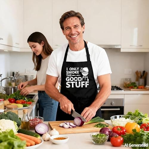 Kaidouma Funny Grill Aprons for Men - I Only Smoke the Good Stuff - Men’s Funny Chef Cooking Grilling BBQ Aprons with 2 Pockets - Dad Gifts for Fathers Day Birthday Christmas thumbnail 2