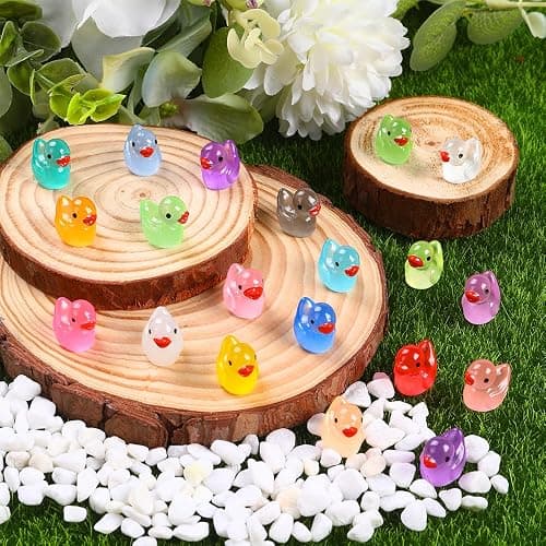 DULEFUN 200pcs Luminous Mini Resin Ducks 20 Colors Small Tiny Little Duck Figurines to Hide Glow in The Dark Miniature Figures for Dollhouse Micro Garden Landscape Decoration Craft Party Favors Toys thumbnail 5