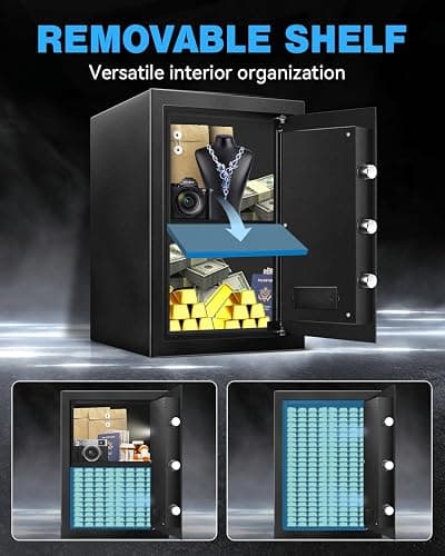 RETLLAS 2.5 Cu Ft Safe Box for Home Steel Electronic Digital Safety Box Personal Security Lock Box with LED Sensor Light Emergency Type-C External Charge for Money Jewelry Documents thumbnail 5