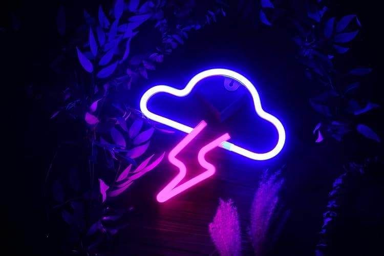 Neon Sign LED Cloud Lightning Neon Signs for Wall Decor Hanging Battery or USB Powered Light Up Neon Lights for Bedroom Aesthetic Kids Room Living Room Bar Party Christmas Wedding Pink thumbnail 2