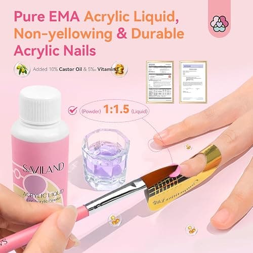SAVILAND Acrylic Nail Kit with Drill: Professional Nail Kit Acrylic Set for Beginners with Everything Gel Polish U V Light Decorations for Home Salon Gift Set thumbnail 4
