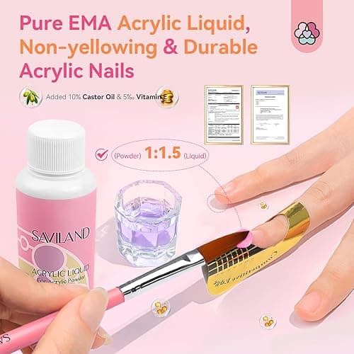 SAVILAND Acrylic Nail Kit with Drill: Professional Nail Kit Acrylic Set for Beginners with Everything Gel Polish U V Light Decorations for Home Salon Gift Set thumbnail 5