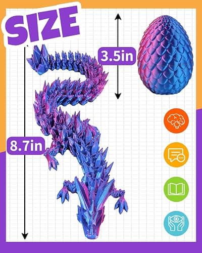 Ivrmtal 4PCS 3D Printed Dragon Eggs with Dragon Inside, Prefilled Easter Eggs with Toys for Kids 3D Printing Crystal Dragon Animals Toys Easter Basket Stuffers Dragon Gifts Desk Deco for Boys Girls thumbnail 6