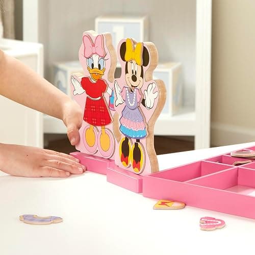 Melissa & Doug Disney Minnie Mouse & Daisy Duck Magnetic Dress-Up Wooden Dolls – Pretend Play Set (40+ pcs) Minnie Mouse Toys, Disney Dress Up Dolls for Preschoolers & Kids Ages 3+ thumbnail 2