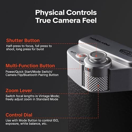 PGYTECH RetroVa Grip Kit for iPhone 17 Pro Max, Vintage Phone Case with Quick-Release Bluetooth Shutter Grip, MicroSD Slot, 1/4"-20 Thread, Physical Controls & App Integration - Graphite Black thumbnail 2
