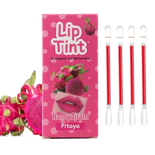 SWETIYOU Lip Tint Cotton Swab, 20 Pcs Waterproof Non-Stick Cotton Swab Lipstick Long Lasting Q Tip Lip Tint Stain, Cute Lip Makeup Products(Pitaya) - Pitaya - Image 1