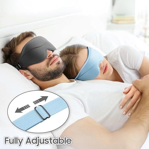 MOEASEii Sleep Mask - Total Blackout 3D Sleeping Mask, Super Lightweight & Silky Soft Eye Mask for Sleeping, Fully Adjustable Fit for Home, Office, Traveling, Meditation, Yoga, Light Blue thumbnail 5