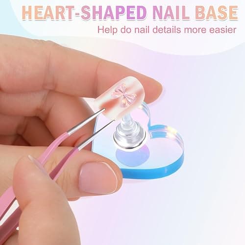 BAGTeck Nail Stand for Press Ons, Nail Holder for Painting Nails, Press on Nail Holder, 1 Heart Shaped Acrylic Magnetic Nail Stands for Nail Art with Double-sided Tape Home Salon DIY Display Supplies thumbnail 6