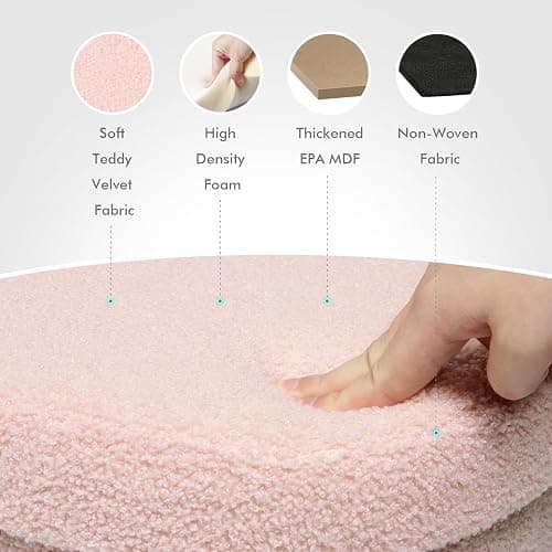 B FSOBEIIALEO Storage Ottoman Cube, Heart Shaped Ottomans with Storage Foot Stool Footrest for Lving Room, Boucle Ottoman Seat for Dorm Room,Faux Teddy Fur, Pink 15"x15"x15" thumbnail 7