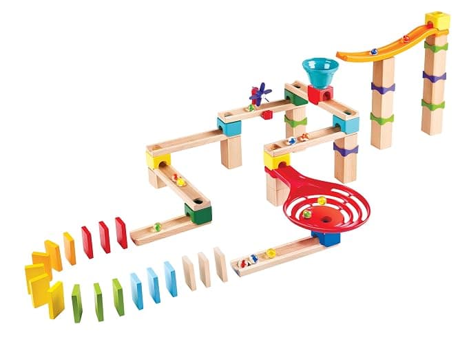 Hape Marble Run Race Track | Wooden DIY Marble Run Set with Dominoes, STEAM Educational Learning Toy, 81 Pieces, for Kids 3 Years+ thumbnail 7
