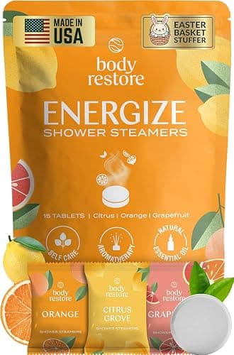 Body Restore Shower Steamers Aromatherapy 15 Pack – Easter Basket Stuffers, Easter & Birthday Gifts for Women, Men, Girls & Boys,Stress Relief, Relaxation, Self Care – Citrus - Image 1