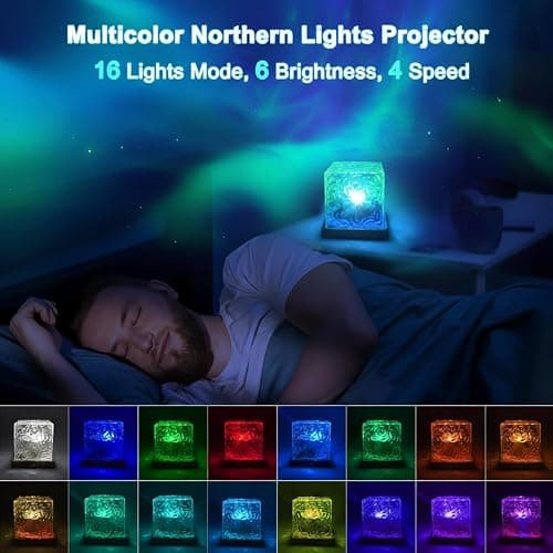 RICHMYC Ocean Wave Projector Light, 16 Colors Gradual Rotating Water Lamp with Remote Control, Beach Decor Sea Themed Northern Lights Projector for Office Bedroom Bar Restaurant(Plug in 4.7in) thumbnail 2