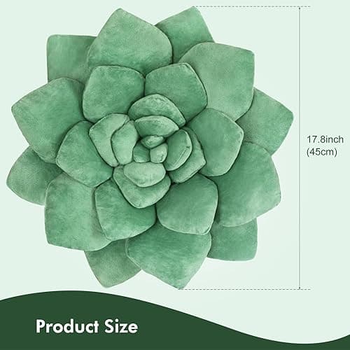 OtGalk 3D Greenery-Inspired Shaped Pillow - 17.8'' Flower Pillow, Plant Cushion for Bedroom, Home Decor - Soft Plush Decorative Throw Pillow, Unique Green Plant-Shaped Design thumbnail 3