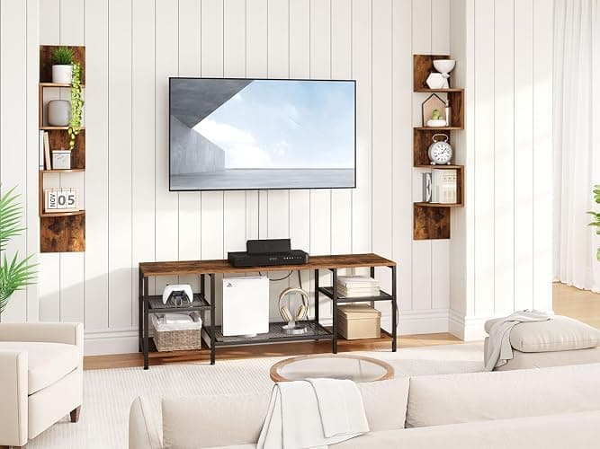 HOOBRO Corner Shelf Wall-Mounted, Set of 2 Floating Corner Shelves for Wall, 4-Tier Corner Bookshelves for Living Room, Bedroom, Bathroom, Home Office, Rustic Brown BF25BJP201 thumbnail 5