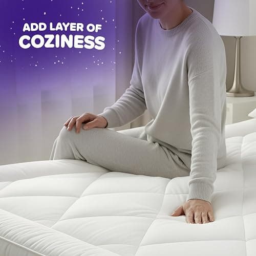 LUXE BEDDING Mattress Topper Double, 10cm Thick, Cloudlike Super Soft Microfiber, Hypoallergenic, Machine Washable, with Corner Elastic Straps White, (137 x 190cm) thumbnail 5