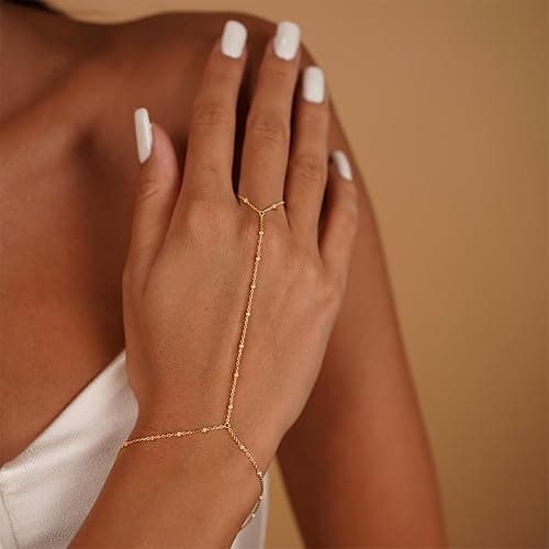 Long tiantian Hand Chain Bracelet Gold Bracelets for Women Link Chain Bracelets Trendy Finger Ring Slave Bracelet Jewelry Gifts thumbnail 2