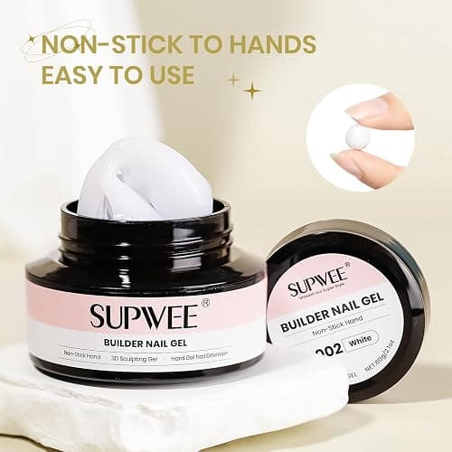 SUPWEE 3D Gel Nail Art, 60g Large Capacity White Sculpting Hard Solid Builder Gel Non-Sticky Hand Molding Nails for Extension Carving Home DIY Manicure with Chrome Powder DIY at home thumbnail 6