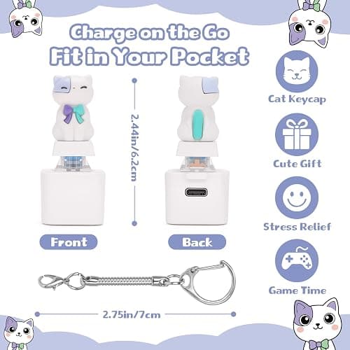 Netholid Quacking Duck Croaking Frog Meowing Cat Keyboard Fidget Toys for Adults Clicker Keychain with Sound LED Light and Charging Port for Autism Stress Relief Anxiety (Cat, 1) thumbnail 2