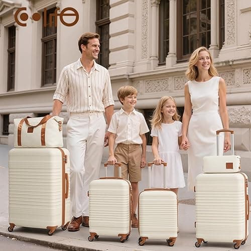COOLIFE Luggage Set 6 Piece, 16" 20" 24" 28" Suitcase Set + Expandable Travel Duffels Bag ＆ Toiletry Bag | ABS Hard Shell, TSA Lock & Spinner Wheels - for Europe, Cruise, Study Abroad & Family Travel thumbnail 3