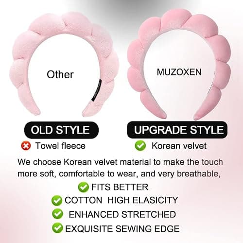 Luckybear Spa Headband for Washing Face, Velvet Makeup Headband, Bubble Skincare Head bands with Face Wash Wristbands Sponge Puff Head band for Women Skin Care - Green thumbnail 2