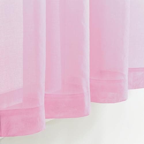 MYSTIC-HOME Sheer Curtains Pink 63 Inch Length, Rod Pocket Voile Drapes for Living Room, Bedroom, Window Treatments Semi Crinkle Curtain Panels for Yard, Patio, Villa, Parlor, Set of 2, 52"x 63" thumbnail 6