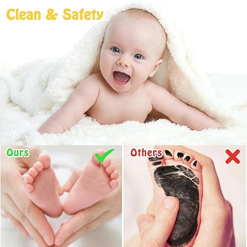 Nabance Fußabdruck Baby mit 6 Stempelkissen 12 Abdruckkarten Handabdruck Baby Pfotenabdruck Set Hund Katze Baby Abdruckset Sicher und Ungiftig Neugeborenen Geschenk 0-6 Monate thumbnail 6
