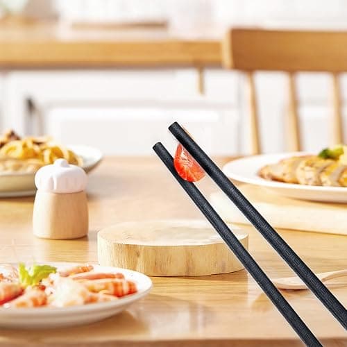10 Pairs Fiberglass Chopsticks, Reusable Chopsticks, 9.3 inches Dishwasher Safe, Non-Slip, Black thumbnail 2