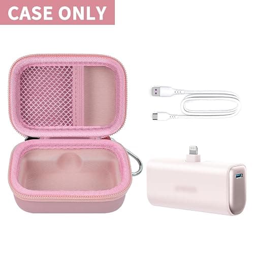 Boobowl Case Compatible with Anker Nano Portable Charger Power Bank, 5,000 Mah, with Built-in Lightning Connector, Charging Battery Pack Storage Holder for amelema/for LanLuk/for Feob (Box Only)-Pink thumbnail 2