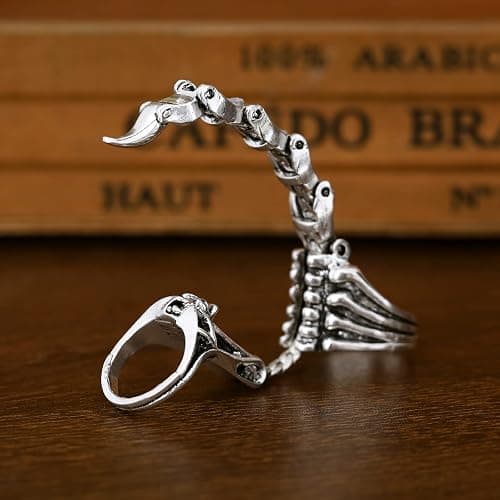 Q&D&S Silver Scorpion Ring Gothic Knuckle Finger Ring Punk Hinged Activity Rings Halloween for women and men thumbnail 5