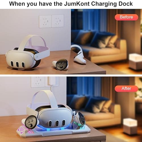 Charging Dock for Meta Quest 3S/Quest 3, Charging Station for Oculus Quest 3 VR Headset & Controllers, with 2 Rechargeable 2100mAh Batteries, USB-C Charger and Cable, Supports LED Indicator thumbnail 4