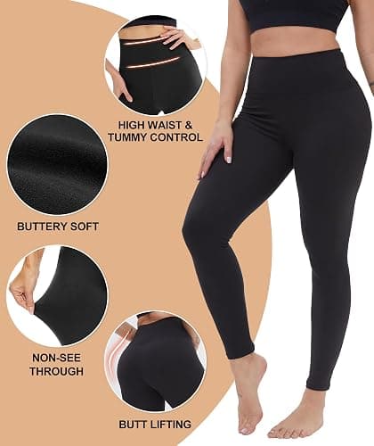 NexiEpoch High Waisted Leggings for Women - Black Tummy Control Compression Soft Yoga Pants for Workout Reg & Plus Size thumbnail 3