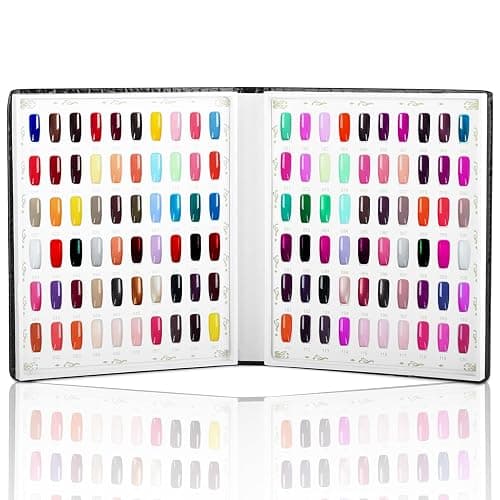 vnjaoi 120 Nail Color Chart Display Book, Plastic Nail Swatches Nail Gel Color Card with 240PCS Natural Colours Replacement Nails Nail Art for Nail Salons, DIY Nail Art at Home (Black) thumbnail 7