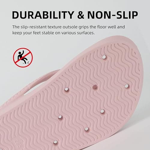 YoveGxlthrea Shower Shoes for Men and Women Arch Support Flip Flops Holes Orthotic Thong Slipper for Beach Pool Bath Gym College Dorm Non-Slip Quickly Dry Sandals thumbnail 5