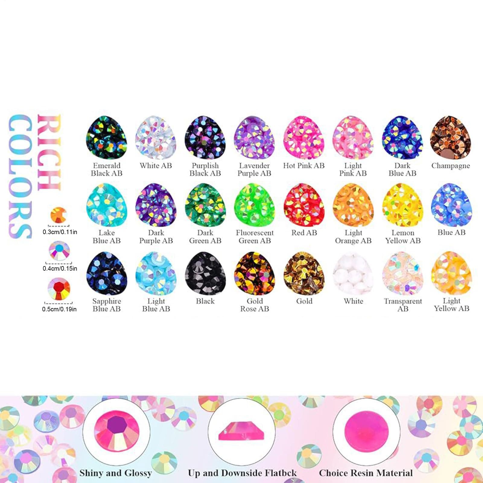 Bedazzling Rhinestones, 40 Colors 3mm Jelly Rhinestones Kit | Gemstones Jewelry Accessories, for Jewelry Crafts Shoes Makeup Clothes Home Party Wedding School thumbnail 6