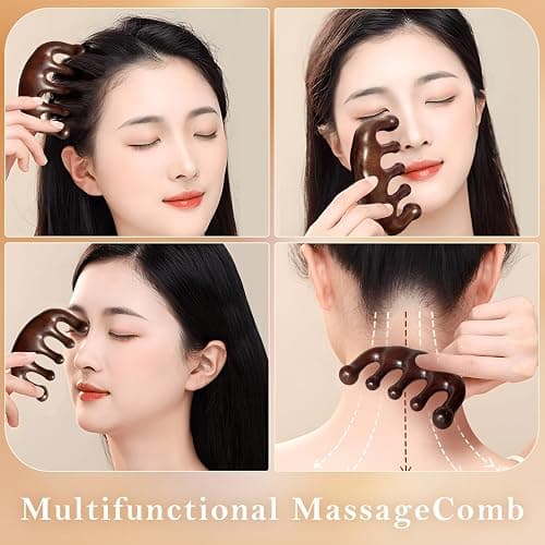 Cureder Wooden Scalp Massager - Handmade 100% Natural Green Sandalwood Wide Tooth Combs - Wood Massage Comb & Sandalwood Comb for Luxurious Hair Care thumbnail 9
