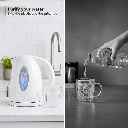 OVENTE Electric Kettle, 1.7L Fast Boiling Water Heater for Coffee or Tea, BPA Free with Water Level Gauge, Auto Shut-Off, Boil-Dry Protection, Indicator Light and Removable Filter, White KP72W thumbnail 4